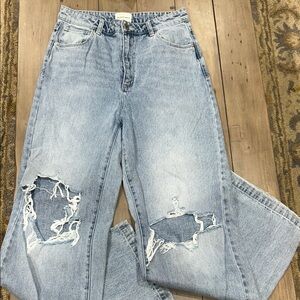 Abrand ‘94 High & Wide Distressed Light Wash Jeans Sz 29